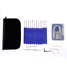 Transparent Practice Padlock with Blue ABS Handle 12PCS Lockpicking Tools (Combo 7)